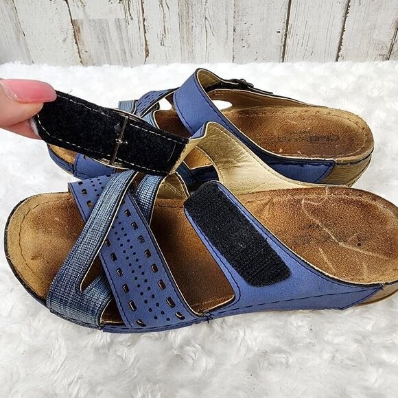 Flexus by Spring Step Denia Slide Sandals Blue Size 6 - Picture 6 of 11